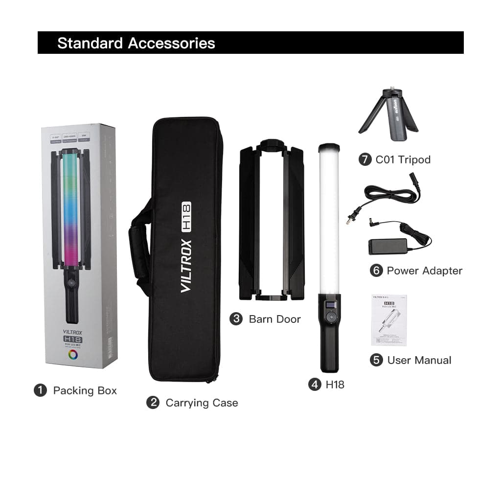 Viltrox H18 18W Double - sided RGB LED Tube Light - Viltrox StoreLed video light