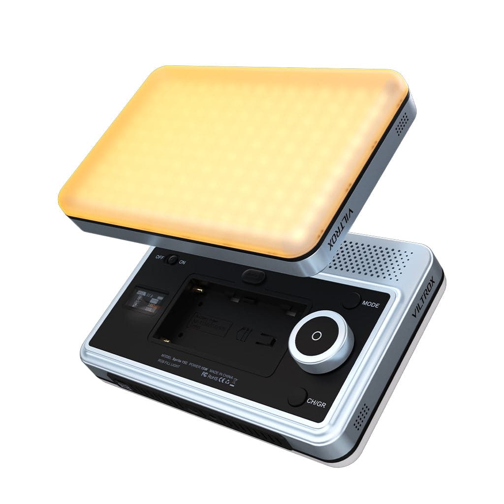 VILTROX Sprite 15C Panneau LED RGB Portable - Lampe Vidéo 2800-6800K CRI95+ Avec Batterie NP-F Et Contrôle App