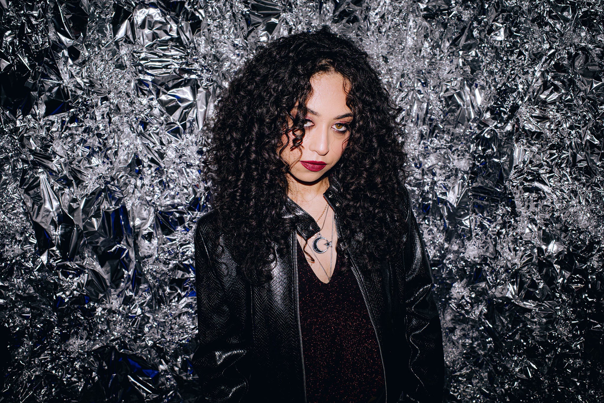 Editorial portrait with a bold direct-flash look